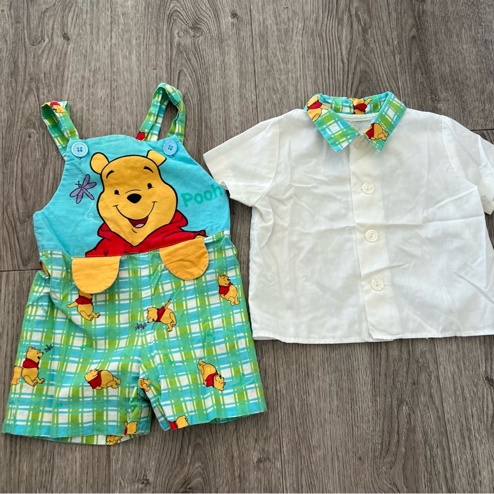 Vintage Disney Daisy Kingdom Winnie The Pooh Baby Boy 3 Pcs Romper Outfit Sz 6M - Picture 10 of 15